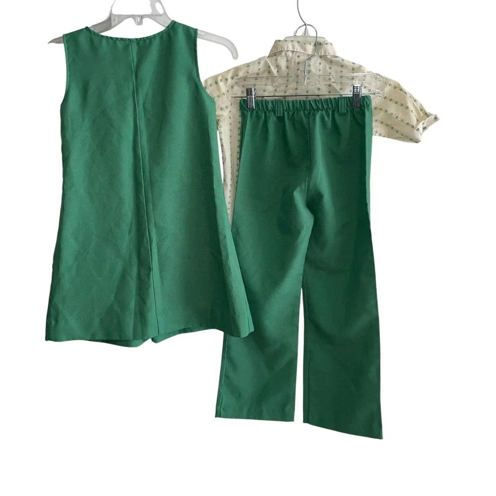Vintage Official Girl Scout 70s Uniform‎ 3 Piece Set Juniors Size 8-10 Clover